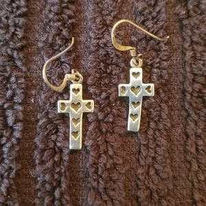 Sterling silver (925) cross earrings